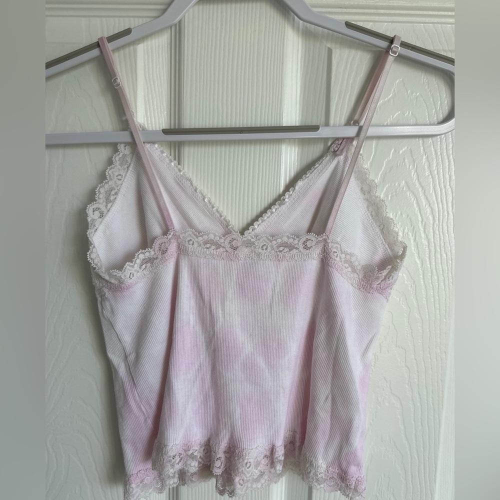 Vintage Cotton Ribbed Cropped Camisole w Lace trim - Picture 7 of 9